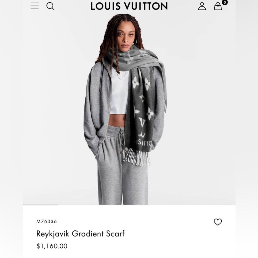 Louis Vuitton Black and Gray Cashmere Scarf - Picture 6 of 10